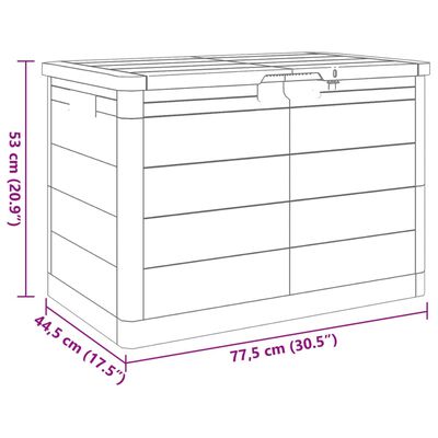 vidaXL Lauko dėžė pagalvėlėms, pilka, 77,5x44,5x53cm, PP