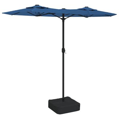 vidaXL Dvigubas skėtis nuo saulės su LED, tamsiai mėlynas, 316x240cm