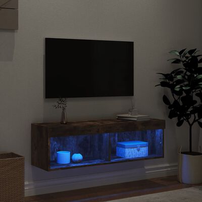 vidaXL TV spintelė su LED lemputėmis, dūminio ąžuolo, 100x30x30cm