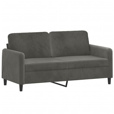 vidaXL Dvivietė sofa su pagalvėmis, tamsiai pilka, 140cm, aksomas