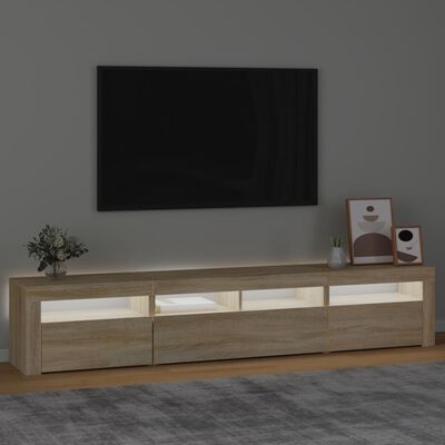 vidaXL Televizoriaus spintelė su LED apšvietimu, ąžuolo, 210x35x40cm