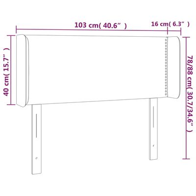 vidaXL Galvūgalis su LED, pilkos spalvos, 103x16x78/88cm, dirbtinė oda