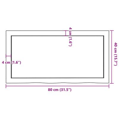 vidaXL Vonios stalviršis, tamsiai rudas, 80x40x(2-6)cm, mediena