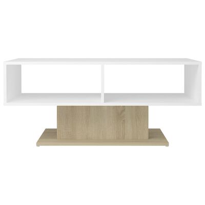 vidaXL Kavos staliukas, baltas ir ąžuolo, 103,5x50x44,5cm, mediena