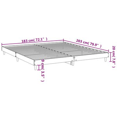 vidaXL Lovos rėmas, betono pilkos spalvos, 120x200cm, apdirbta mediena