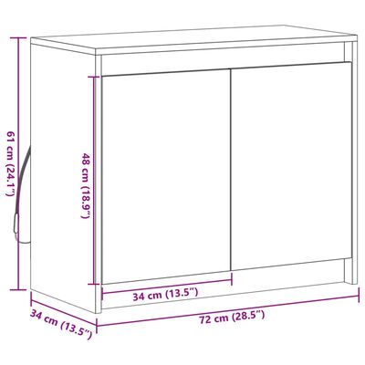 vidaXL Šoninė spintelė su LED, ąžuolo, 72x34x61cm, apdirbta mediena