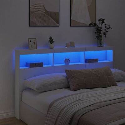 vidaXL Galvūgalis-spintelė su LED, baltos spalvos, 180x17x102cm