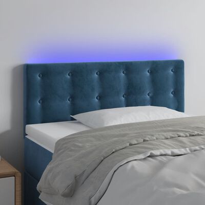 vidaXL Galvūgalis su LED, tamsiai mėlynas, 80x5x78/88cm, aksomas