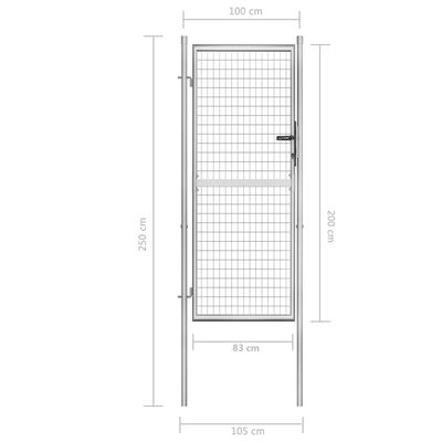 vidaXL Sodo vartai, sidabrinės sp., 105x250cm, galvanizuotas plienas