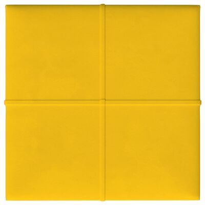 vidaXL Sienų plokštės, 12vnt., geltonos, 30x30cm, aksomas, 1,08m²