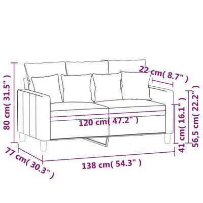 vidaXL Dvivietė sofa, šviesiai pilkos spalvos, 120cm, aksomas