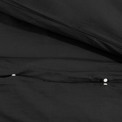 vidaXL Patalynės komplektas, juodas, 200x220cm, medvilnė