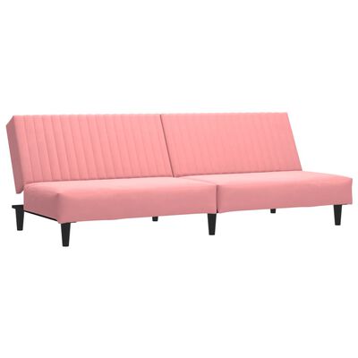 vidaXL Dvivietė sofa-lova, rožinės spalvos, aksomas