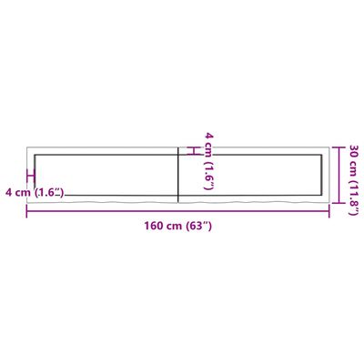 vidaXL Vonios kambario stalviršis, 160x30x(2–6)cm, medienos masyvas