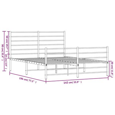 vidaXL Lovos rėmas su galvūgaliu/kojūgaliu, juodas, 135x190cm, metalas