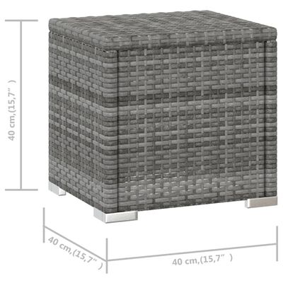 vidaXL Saulės gultas su čiužinuku ir arbatos staliuku, pilkas, ratanas