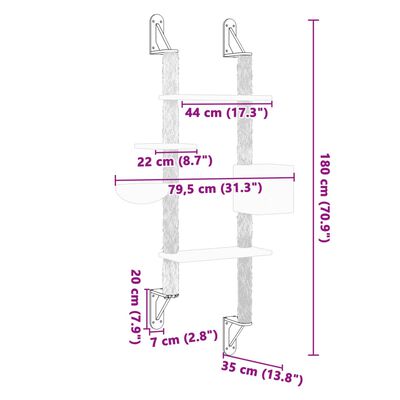 vidaXL Draskyklė katėms su draskymo stovu, kreminė, 180cm