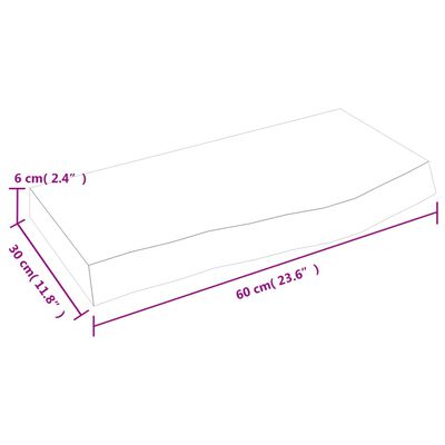 vidaXL Vonios kambario stalviršis, 60x30x(2–6)cm, medienos masyvas