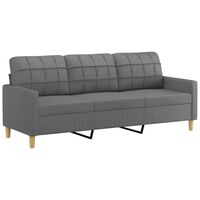 vidaXL Trivietė sofa, tamsiai pilkos spalvos, 180cm, audinys