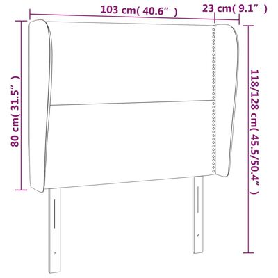 vidaXL Galvūgalis su auselėmis, pilkas, 103x23x118/128cm, audinys