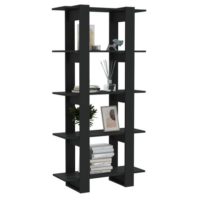 vidaXL Spintelė knygoms/kambario pertvara, juoda, 80x30x160cm, mediena