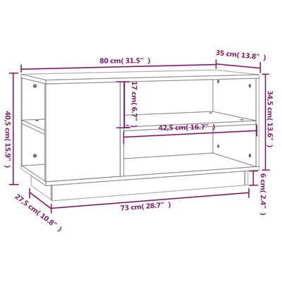 vidaXL Televizoriaus spintelė, medaus ruda, 80x35x40,5cm, pušis