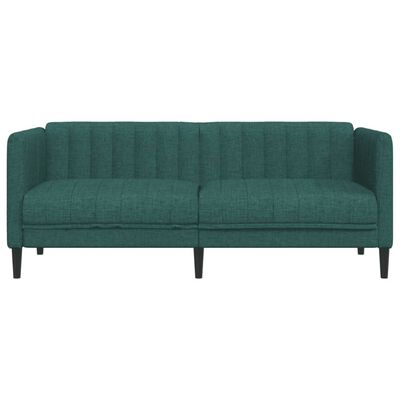 vidaXL Dvivietė sofa, tamsiai žalios spalvos, audinys