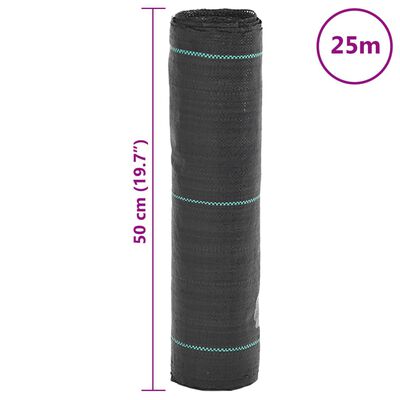 vidaXL Membrana nuo piktžolių, juodos spalvos, 0,5x25m, PP