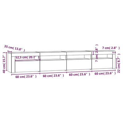 vidaXL Televizoriaus spintelė su LED, dūminio ąžuolo, 240x35x40cm