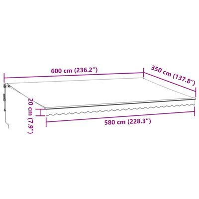 vidaXL Automatinė ištraukiama markizė, antracito ir balta, 600x350cm