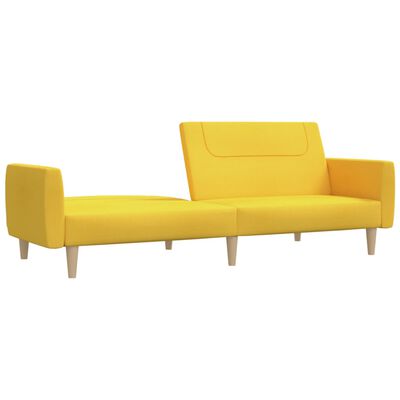 vidaXL Dvivietė sofa-lova, geltonos spalvos, audinys