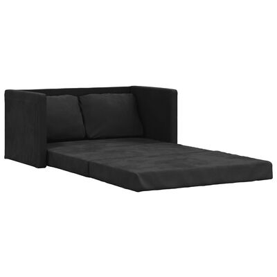 vidaXL Grindų sofa-lova, 2-1, juodos spalvos, 122x204x55cm, aksomas