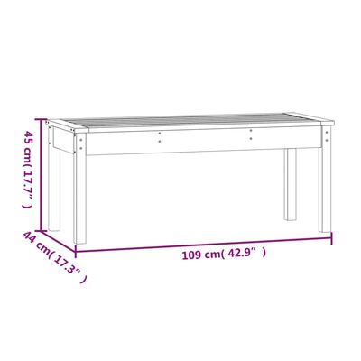 vidaXL Sodo suoliukas, juodas, 109x44x45cm, pušies medienos masyvas