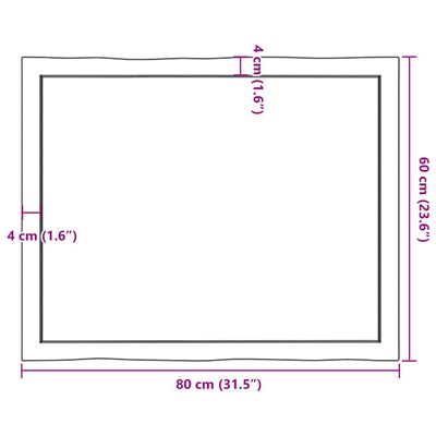 vidaXL Stalviršis, šviesiai rudas, 80x60x(2-6) cm, medienos masyvas