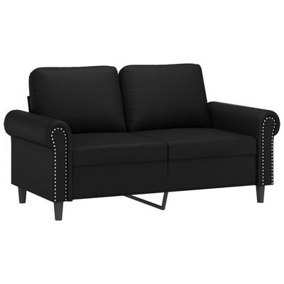 vidaXL Dvivietė sofa, juodos spalvos, 120cm, dirbtinė oda