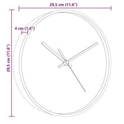 vidaXL Sieninis laikrodis, auksinis/baltas, 29,5cm, PS/stiklas