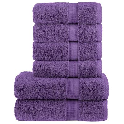 vidaXL Rankšluosčių rinkinys SOLUND, 6vnt., violetiniai, 600g/m²