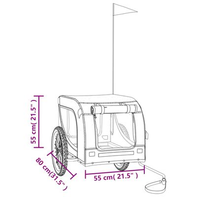 vidaXL Dviračio priekaba augintiniams, oranžinė/juoda, audinys/geležis