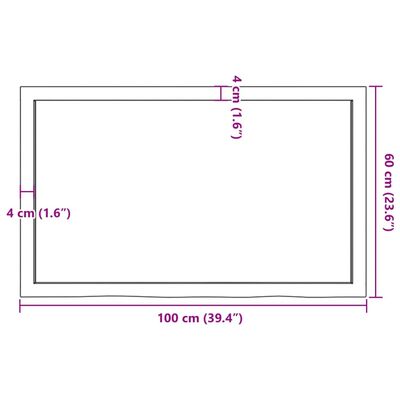 vidaXL Stalviršis, 100x60x(2-6)cm, neapdorotas ąžuolo medienos masyvas