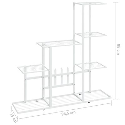 vidaXL Stovas augalams, baltos spalvos, 94,5x25x88cm, metalas