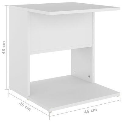 vidaXL Šoninis staliukas, baltos spalvos, 45x45x48cm, apdirbta mediena