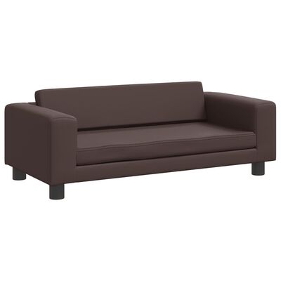 vidaXL Vaikiška sofa su pakoja, ruda, 100x50x30cm, dirbtinė oda