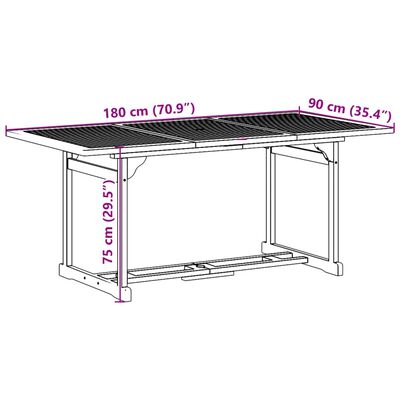 vidaXL Sodo valgomojo komplektas, 9 dalių, 180x90x75 cm, akacija