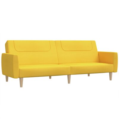 vidaXL Dvivietė sofa-lova, geltonos spalvos, audinys