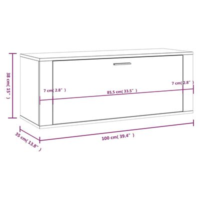 vidaXL Sieninė spintelė batams, juoda, 100x35x38cm, apdirbta mediena