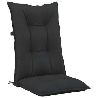 vidaXL Sodo kėdės pagalvėlės, 6vnt., juodos, 120x50x7cm, audinys