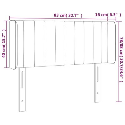 vidaXL Galvūgalis su LED, mėlynos spalvos, 83x16x78/88cm, audinys