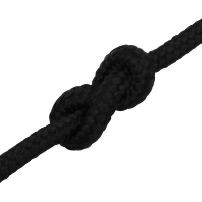 vidaXL Darbo virvė, juodos spalvos, 6mm, 25m, poliesteris