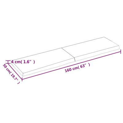 vidaXL Vonios kambario stalviršis, 160x50x(2-4) cm, medienos masyvas