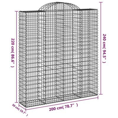 vidaXL Išlenkti gabiono krepšiai, 7vnt., 200x50x220/240cm, geležis